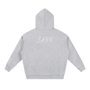Essential heavyweight oversized hoodie in dark grey, back view