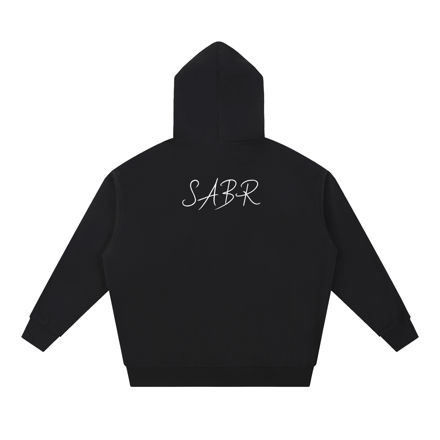 Essential heavyweight oversized hoodie in black, back view