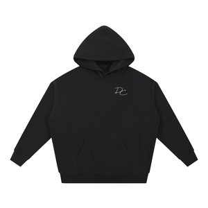 Essential heavyweight oversized hoodie in black, front view