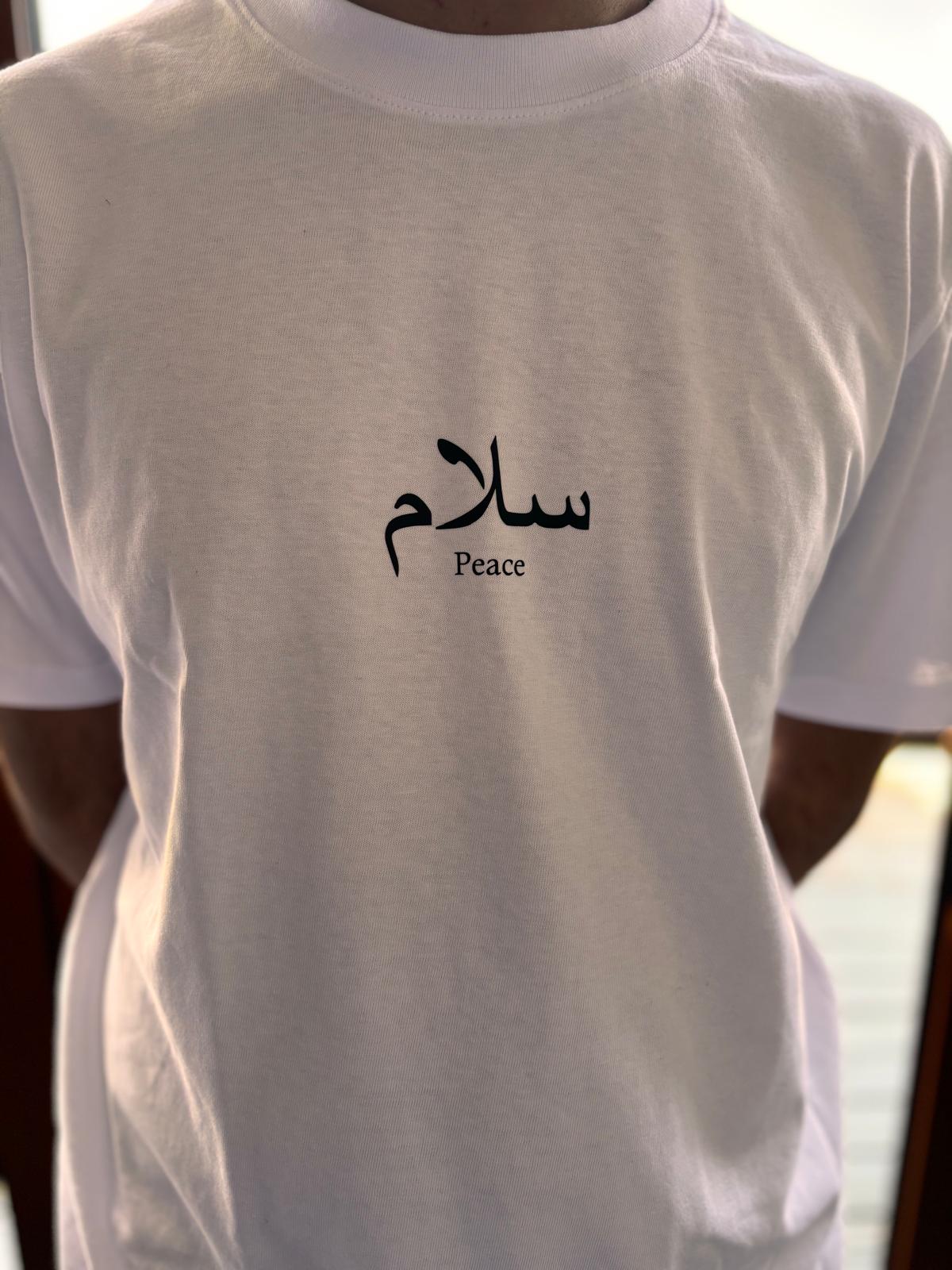 White Tee - Peace - Dunya Collections