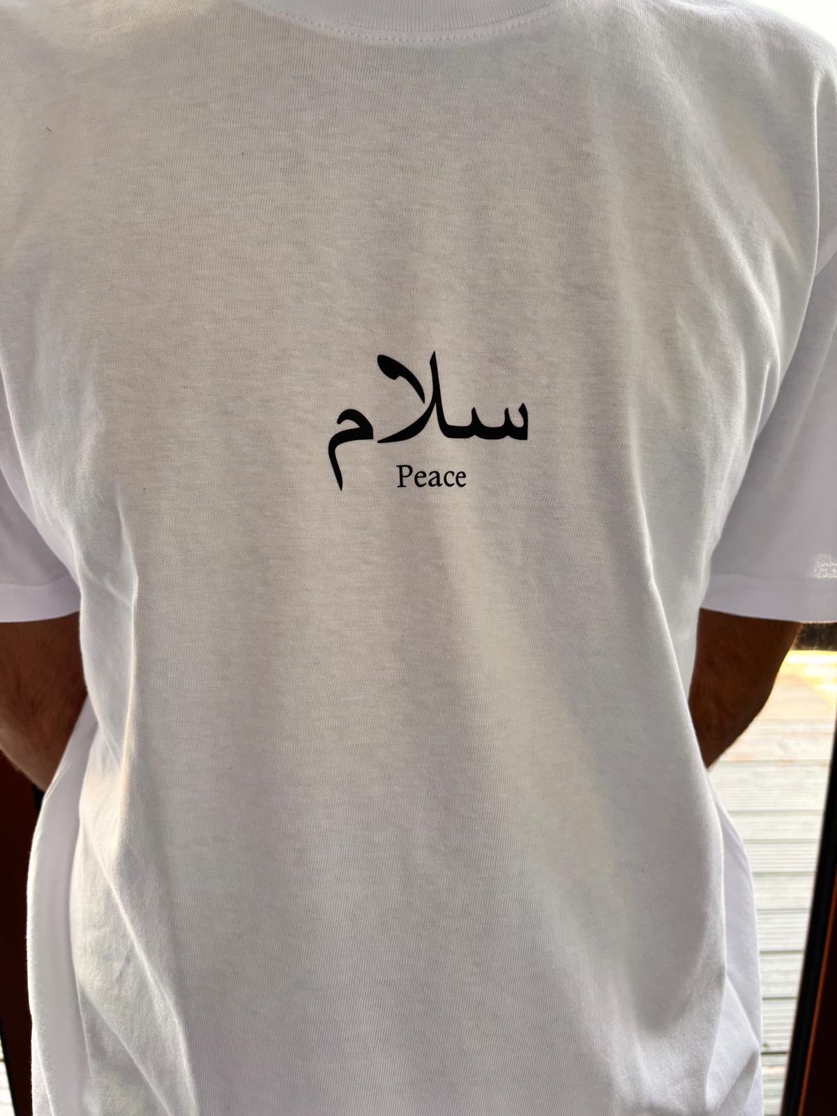 White Tee - Peace - Dunya Collections