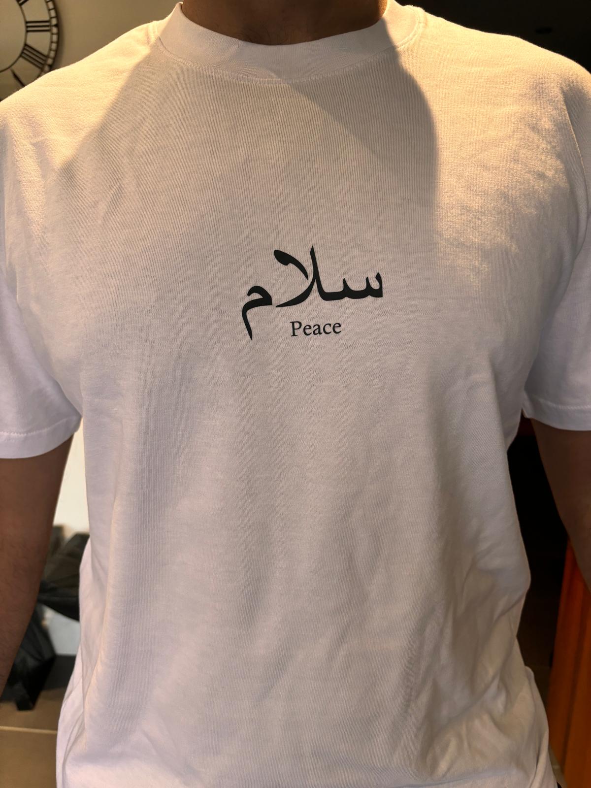 White Tee - Peace - Dunya Collections